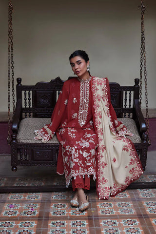 Zaha Winter Khaddar Collection- Meltem Rust Brown Suit