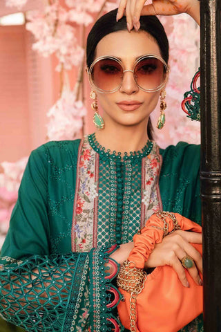 Maria B M Print Summer Lawn Collection -Bottle Green Suit