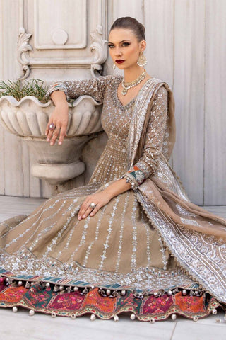 Maria B Sateen Embroidered Collection -Light Brown Suit