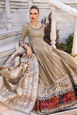 Maria B Sateen Embroidered Collection -Light Brown Suit