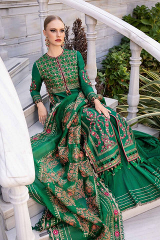 Maria B Sateen Embroidered Collection -Green Suit