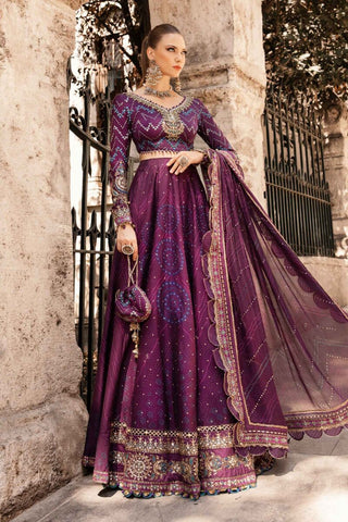 Maria B Sateen Embroidered Collection -Wine Suit