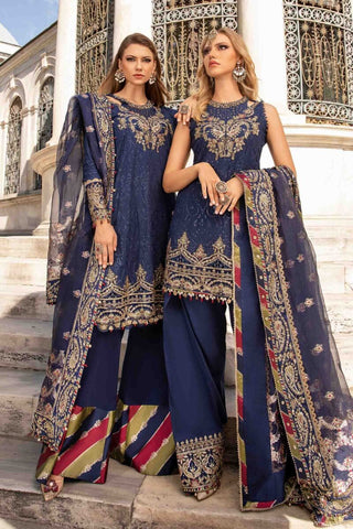 Maria B Sateen Embroidered Collection -Blue Suit