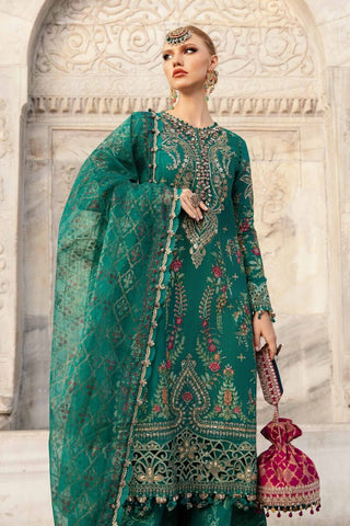 Maria B Sateen Embroidered Collection -Bottle Green Suit