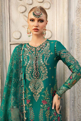 Maria B Sateen Embroidered Collection -Bottle Green Suit