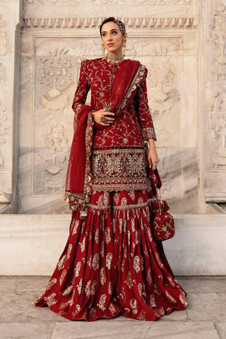 Maria B Sateen Embroidered Collection -Red Suit