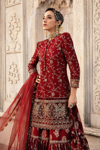 Maria B Sateen Embroidered Collection -Red Suit