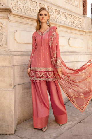 Maria B Sateen Embroidered Collection -Pink Suit