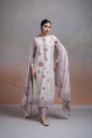 Siron C Mal Jacquard Collection -Off White  Mauve Suit