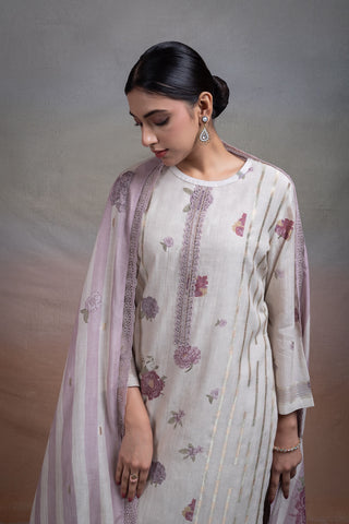 Siron C Mal Jacquard Collection -Off White  Mauve Suit