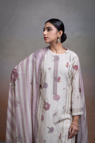 Siron C Mal Jacquard Collection -Off White  Mauve Suit