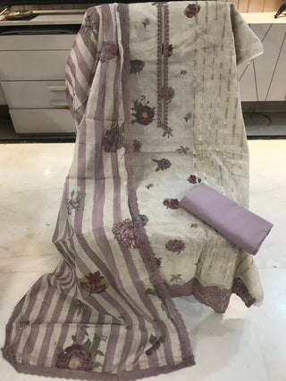 Siron C Mal Jacquard Collection -Off White  Mauve Suit
