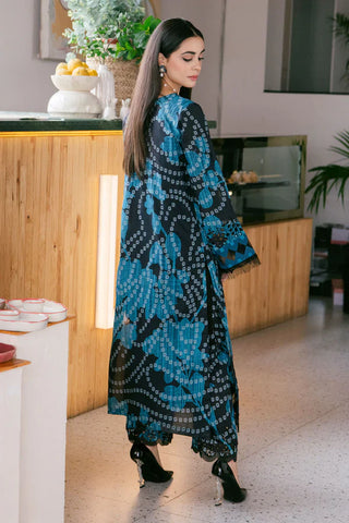 Nureh Ballerina Embroidered Lawn 2 Piece-Peacock Blue Set