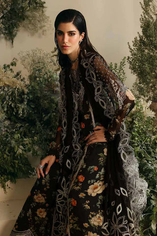 Nureh Amaya Luxury Prints  Embroidered Lawn Collection -Black Suit