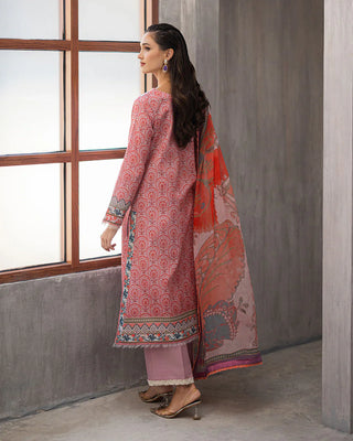 Azalea Sunset Serenade Lawn Suit by Roheenaz- Orange and White