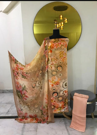 A super soft 60gm crepe digital printed with floral and Pakistani prints and a digitally printed chiffon dupata 