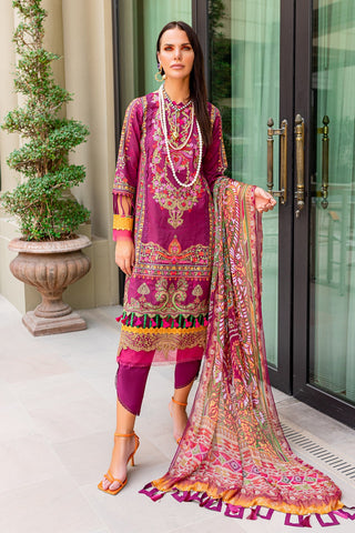 Bliss lawn cotton embroidered suit with chiffon cotton dupatta, Vol-3