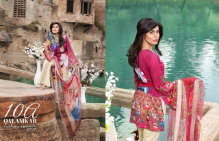 Qalamkar Khas Embroidered Lawn  Collection -Magenta Suit