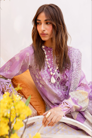 Nureh Gardenia Embroidered Collection-Purple Suit