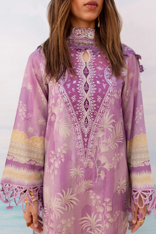 Nureh Gardenia Embroidered Collection-Purple Suit