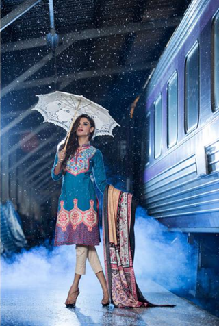 Al Zohaib Wintry Breeze Embroidered Collection -Blue Suit