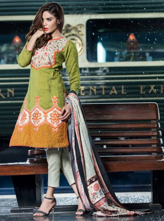 Al Zohaib Wintry Breeze Embroidered Collection -Green Suit