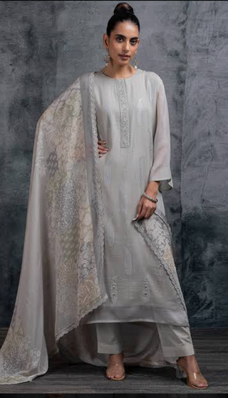 Siron C Designer Mul Embroidered Collection- Grey Suit
