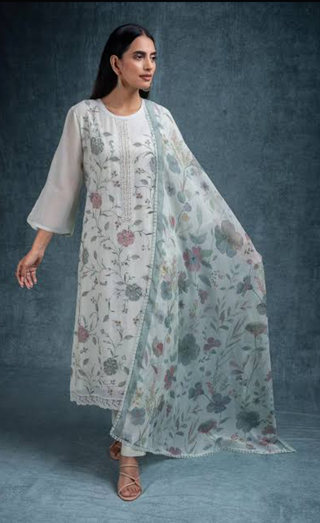Siron C Designer Mul Embroidered Collection- Mint Green Suit