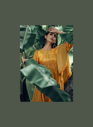 Varsha Tradition Velvet Designer Embroidered Collection -Yellow Suit