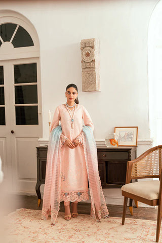 Qalamakar Eid Edit Luxury Lawn Collection- Peach Pink Suit
