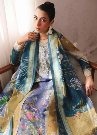 Qalamkar Q Prints Winter Collection -Blue Mustard Multi Suit