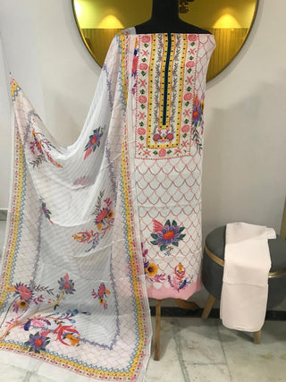 Siron C Crepe Digital Printed-Ivory Yellow Suit
