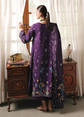 Qalamkar Q Print Collection- Wine Multi Suit