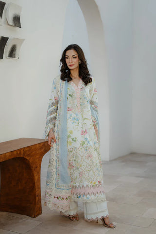 MM Vintage Flora Lawn Collection 26-Creme Blue Suit
