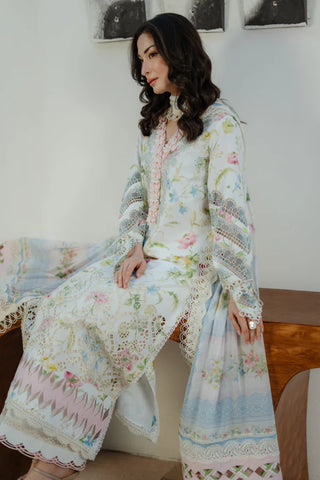 MM Vintage Flora Lawn Collection 26-Creme Blue Suit