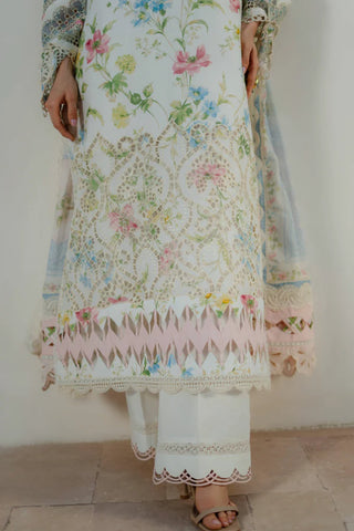 MM Vintage Flora Lawn Collection 26-Creme Blue Suit