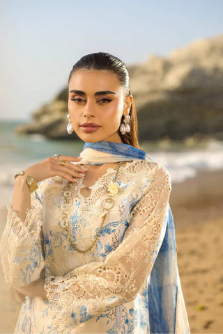 MM Vintage Flora Lawn Collection 26-Off White and Blue Multi