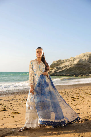 MM Vintage Flora Lawn Collection 26-Off White and Blue Multi