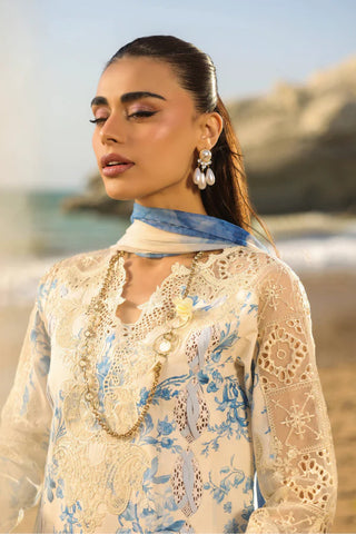 MM Vintage Flora Lawn Collection 26-Off White and Blue Multi