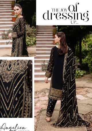 Freesia Luxury Formals Chiffon Collection- Black & Gold Suit