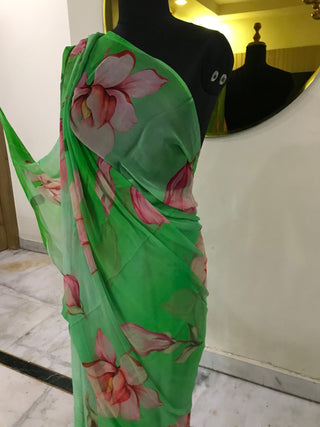 Love for Chiffons – Pure Chiffon Sarees with Crepe Blouses, Hand-Painted & Ombré Perfection!