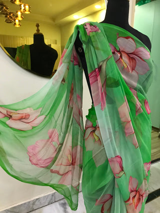 Love for Chiffons – Pure Chiffon Sarees with Crepe Blouses, Hand-Painted & Ombré Perfection!