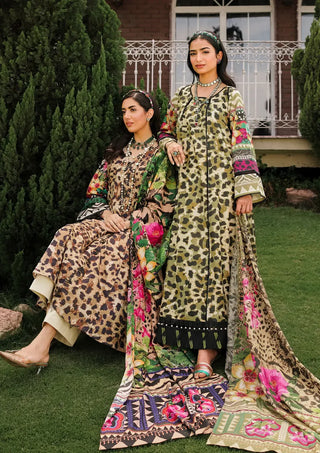 Wonders Green and Black Lawn Suit- Elaf Prints Collection 2024