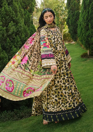 Wonders Green and Black Lawn Suit- Elaf Prints Collection 2024