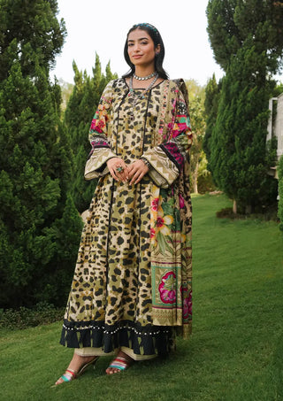 Wonders Green and Black Lawn Suit- Elaf Prints Collection 2024