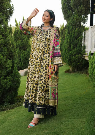 Wonders Green and Black Lawn Suit- Elaf Prints Collection 2024