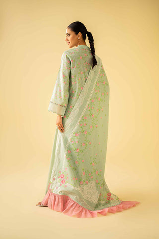 3 Piece Set in Green & Pink- Nishat Lawn 2024 Collection