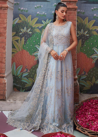 Mushq Festive Chiffon Suit- Ice Blue