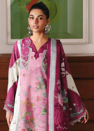 Qalamkar Q Print  Collection- Pink Magenta Suit