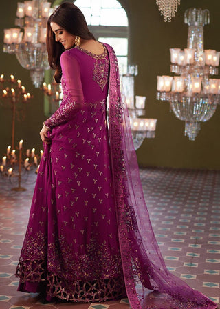 Mushq Festive Chiffon Suit- Magenta Pink